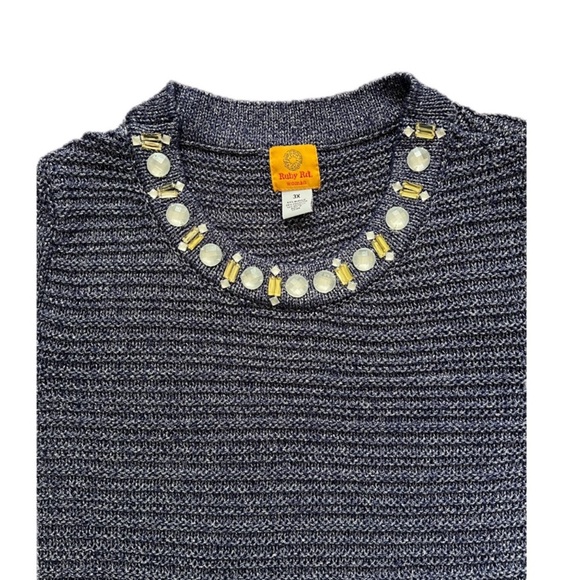 New Ruby Rd sweater size 3X “Spellbound” sparkly silver purple fringe beaded NWT - Picture 4 of 15